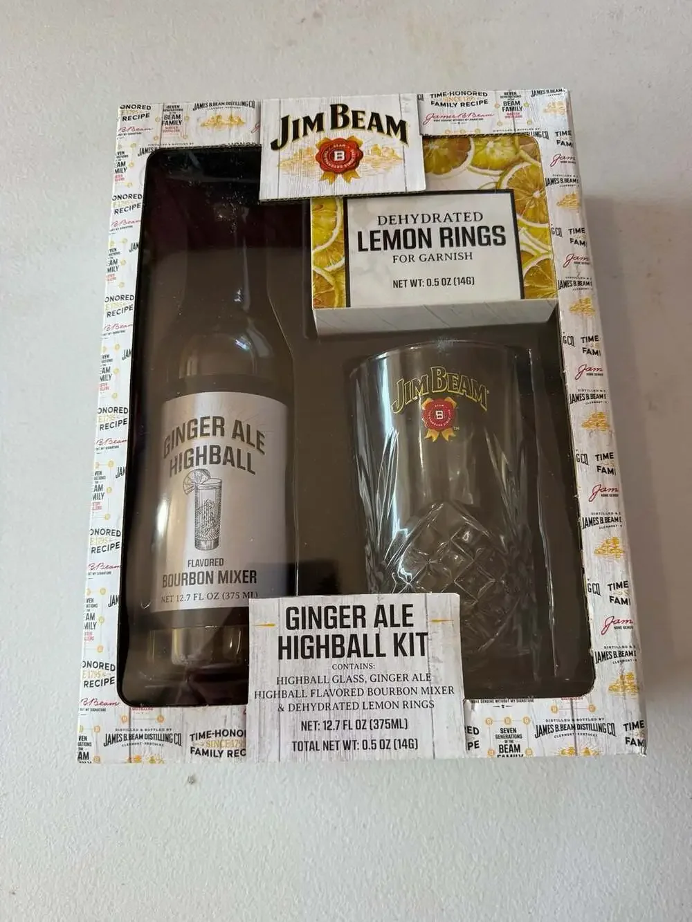 Jim Beam Ginger Ale Highball Kit with Highball Glass and Flavored Bourbon Mixer